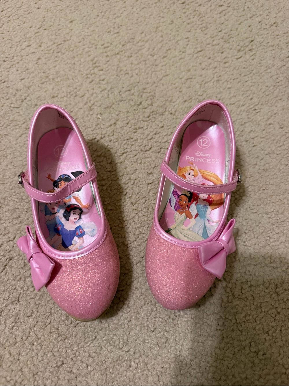 Disney Princess Size 12 Pink Glitter Dress Shoes low heel dress up shoe